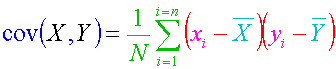 Formule de calcul de la covariance décomposée par couleur