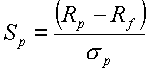 Formule du ration de Sharpe Sp=(Rp-Rf)/sigma_p